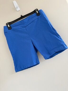 J. McLaughlin Blue Pull On Shorts Womens 10 Stretch Casual Preppy Summer Coastal